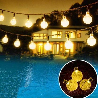 Crystal Solar LED String Lights for Outdoor Christmas Decor