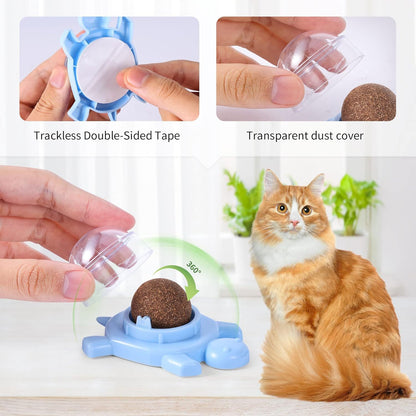 Organic Edible Silvervine Catnip Balls for Cats – Wall-Mounted Cat Toy