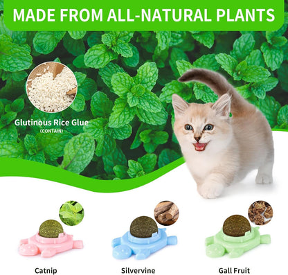 Organic Edible Silvervine Catnip Balls for Cats – Wall-Mounted Cat Toy