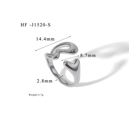 Fashion Titanium Steel Vacuum Plating 18K Gold Love Ring