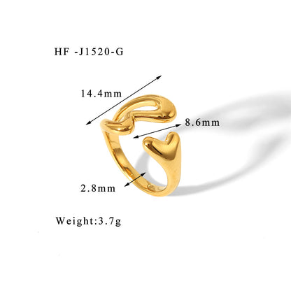 Fashion Titanium Steel Vacuum Plating 18K Gold Love Ring