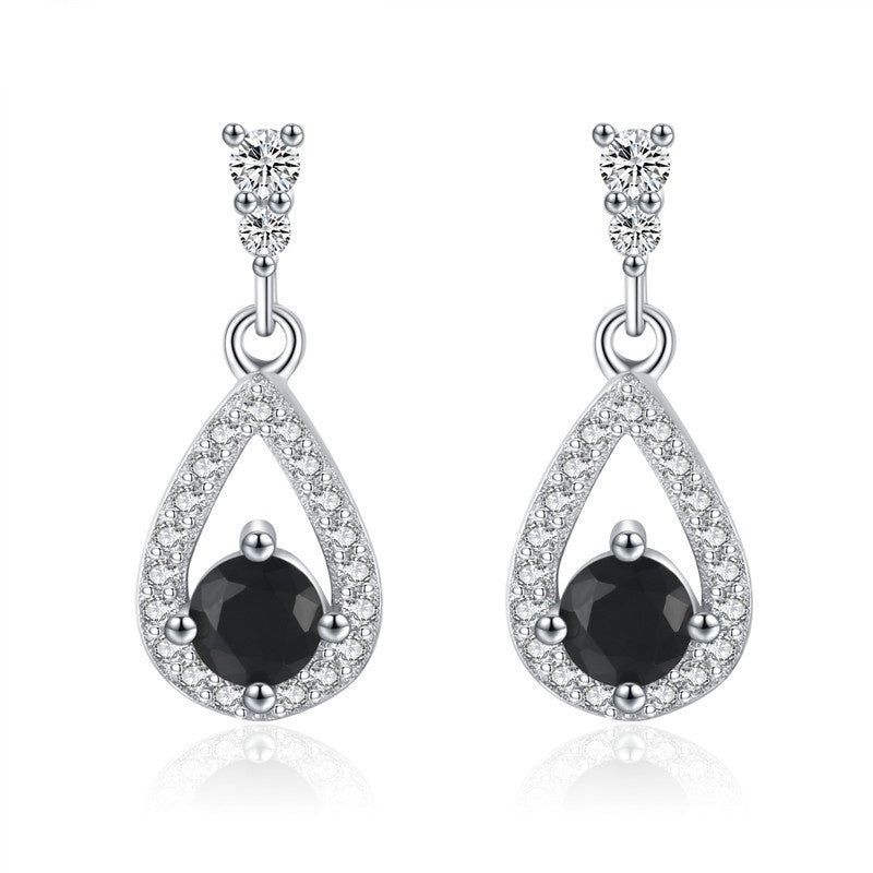 Drop-shaped Zircon Ring Flashing All-match Earrings